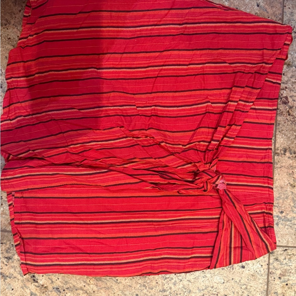 Red Striped Skirt with Knot Detail